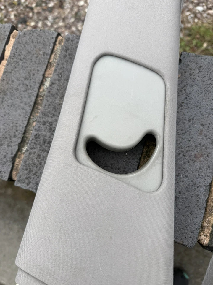 ROVER 75 MG ZT PAIR INTERIOR B PILLAR BELT TRIM SMOKESTONE WITH AIRBAG BUTTON